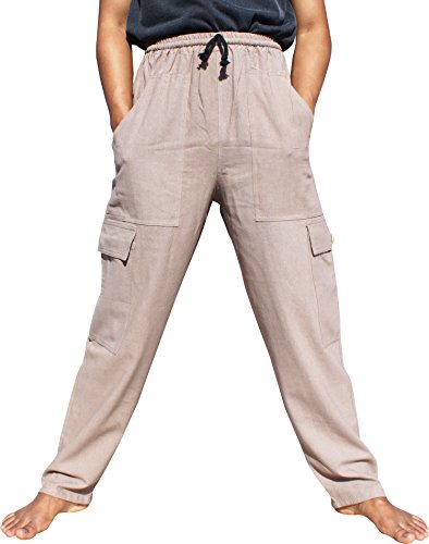 RaanPahMuang Renaissance Cargo Trousers, Winter 100% Muang Cotton, with 4 Pockets Chino Tactical Construction Pants Men