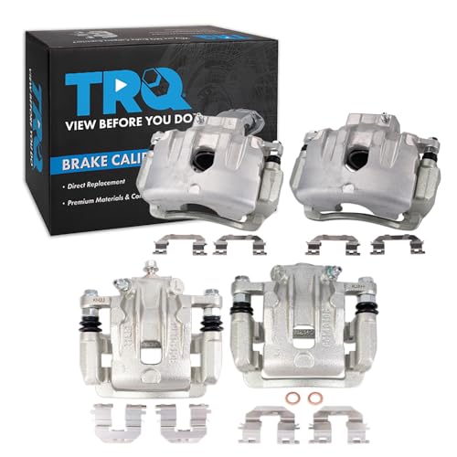 Image of TRQ Front and Rear Brake Caliper Set Zinc Coated Brackets Hardware Compatible with 2011-2013 Kia Optima