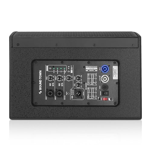 Image of Sound Town CARME Series 10 inch Coaxial 2-Way Powered Professional PA DJ Stage Monitor Speaker with DSP, for Live Sound, Bar, Church (CARME-S10MPW)