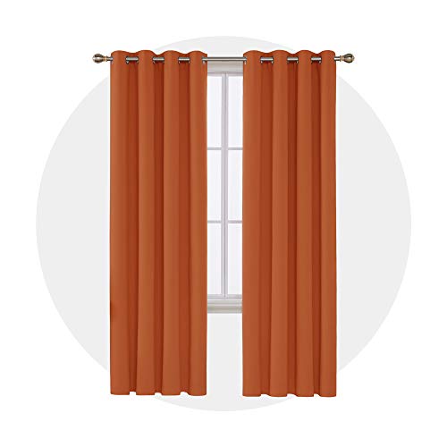 Image of Deconovo Blackout Curtain Room Darkening Panel for Bedroom or Living Room Grommet Thermal Insulated Lighting Reduce Drape 52 x 95 Inch Orange 1 Panel