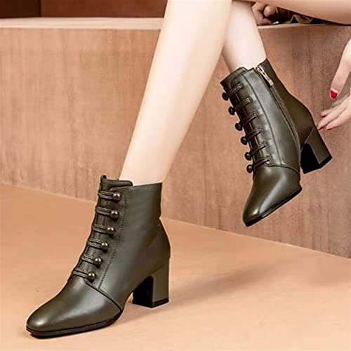 YDYCG Sexy All-Match Fashionable Women's Boots Lady Elegant Evening Party High Heel Shoes England Style Ankle Boots Women Leather Short Boot (Color : Black, Shoe Size : 5)3