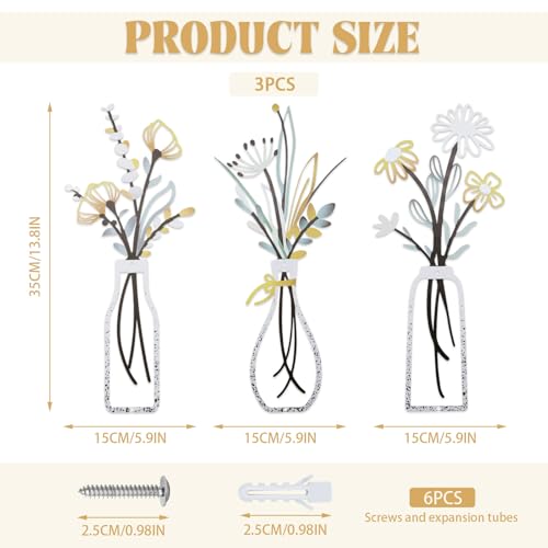 Décoration murale en métal design : triptyque floral rustique Diakey