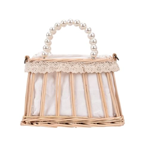 Sac carré paille perlée Veemoon kaki avec pochette et cordon