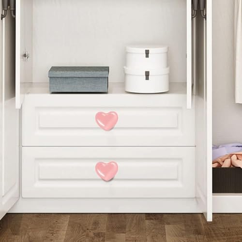 ShipeeKin 6X Cute Glossy Ceramic Knobs Pink Love Heart Shape Lovely Door Pull Knob Cabinet Closet Ceramic Drawer Cupboard Kitchen Dresser Kids Child Bedroom Pulls Wardrobe Handles - Image 4
