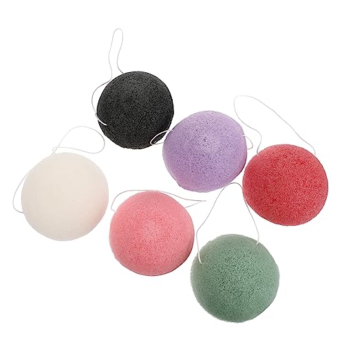 Gogogmee 6pcs Natural Facial Sponges Exfoliating Skin Cleaning Massage Tools for Daily Use Soft Comfortable Texture for Makeup Removal and Pore Cleansing