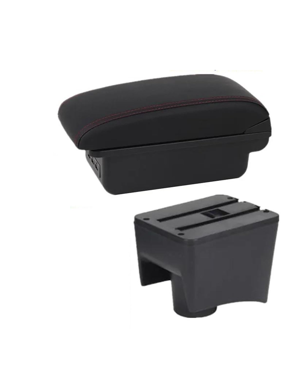 Bracciolo Auto Per POLO Mk5 6R 2010-2018 Scatola Portaoggetti Per Bracciolo Auto Retrofit Auto Braccioli(B1 Black red 3USB)