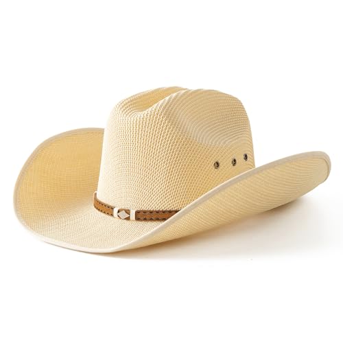 Lanzom Men Wide Brim Western Cowboy Hat Classic Style...