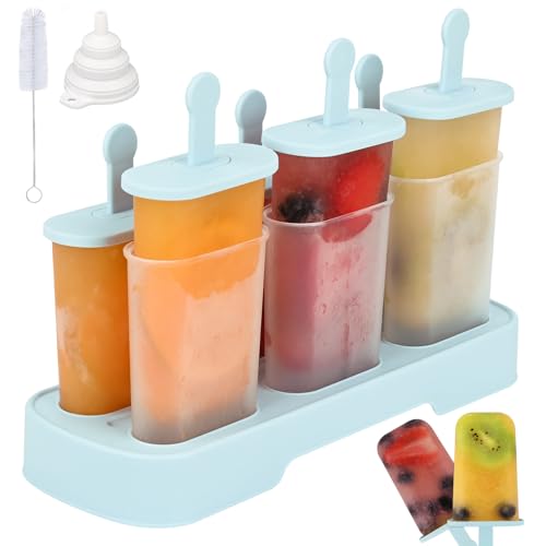 WMKGG Popsicles Molds Set, 6 PCS Ice Pop Mold,Homemade Ice Cream Mould with Sticks, Popsicle Maker(Blue)