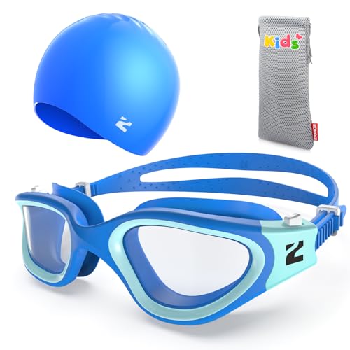 ZIONOR Kids Swim Goggles with Cap, G1 MINI SE Anti-fog Swimming Goggles with Silicone Swimming Cap for Kids