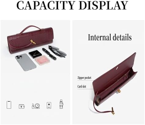 Crocodile Clutch Purses for Women w/ 2 Style Strap Woven Bag Suede Purse Snake Skin Leather Evening Clutch Top-handle Handbag - Image 6