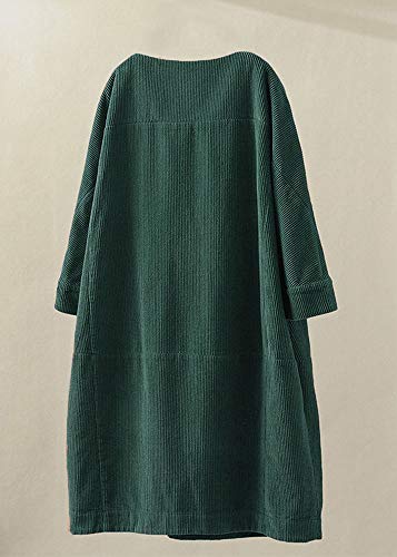 Minibee Women's Oversize Tunic Dress Corduroy Long Sleeve Tops with Pockets4