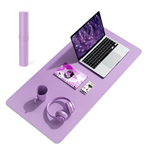 YSAGi Non-Slip Leather Desk Pad, Waterproof Laptop Computer Desk Keyboard Mat, Table Protector Blotter Mat, Large Mouse Pad for Office/Work/Home/Decor(Purple, 31.5" x 15.7") Purple 31.5" x 1