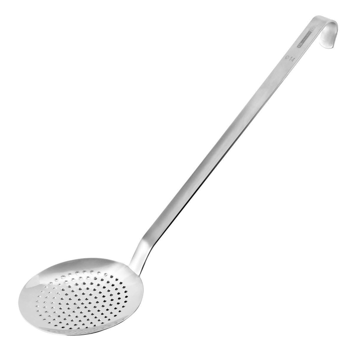 FMprofessional Abseihlöffel 50 cm, Küchenhelfer aus Edelstahl, langlebiger & eleganter Schaumlöffel (Farbe: Silber) Menge: 1 Stück