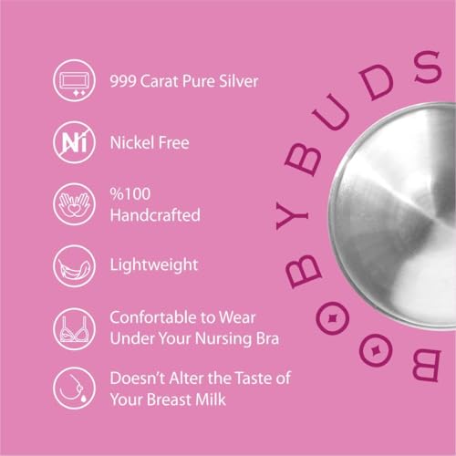 Image of The Original Silver Nursing Cups - Nipple Shields for Nursing Newborns - 999 Silver - Universal Fit - Nipple Comfort Cups for Breastfeeding (Silver Silicone, Regular)