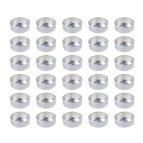 FOMIYES 200pcs Aluminum Tea Light Tins Bulk Clamshell Wax Melt Containers for DIY Scented Candle Making