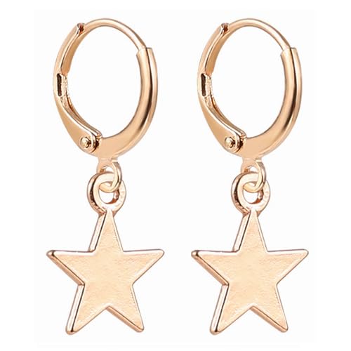 Image of Smiley Face Earrings Huggie Hoop Y2K Preppy Happy Lightning Bolt Heart Star Small Dangle Colorful Gold White Red Pink Yellow Blue Jewelry