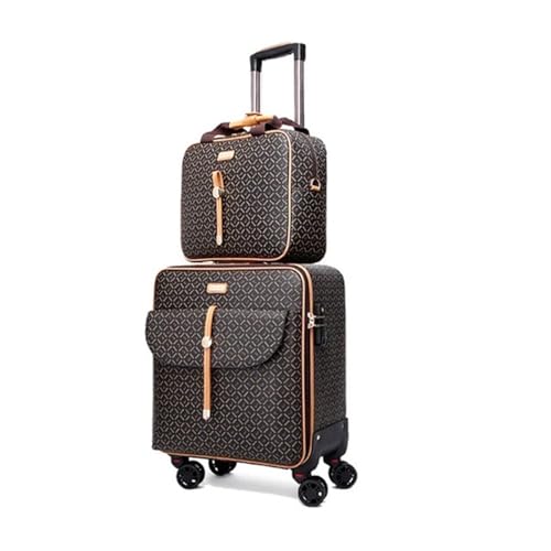 Bagage à main rétro en finitions soignées pour femme avec système de roulettes fluides
