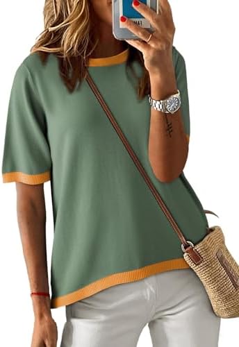 Dokotoo Womens Tops 2026 Casual Summer Crewneck Short Sleeve Stri...