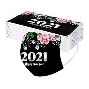ZQP 30PCS Disposable Face_Masks Novelty Happy New Years Balaclava,3Ply Nonwoven Covering Elastic Ear Loop for Women Men