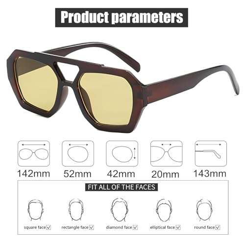 Image of ADE WU Rectangle Sunglasses for Women Men Retro 90s Sunglasses Trendy Black Tortoise Shell Glasses Y2K