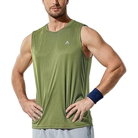 Haimont Men’s Workout Tank Top Dry Fit UPF 50 Sleeveless Muscle Tee Shirts for Swim, Running, Hiking, Beach Cover