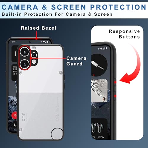 Image of CEDO Backcover for Nothing CMF Phone 2 Pro (5G) | Camera Protection Bump Shockproof Edge | Ultra Hybrid Transparent Acrylic Clear TPU+PC Hard Backcase Cover (Black)