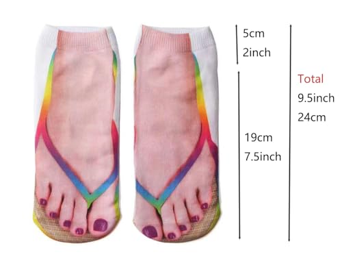 4/6 Pairs Flip Flop Socks Women Funny Slipper Socks Manicure Print Men Novelty Crazy Socks Halloween Christmas Gifts 6-92