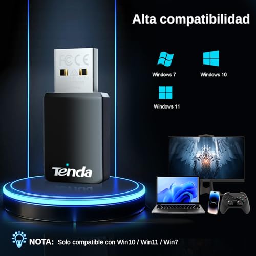 Miniatura 5 de Tenda AX900 U11 Adaptador WiFi USB para PC, WiFi 6 USB WiFi Doble Banda 5GHz 2.4GHz, Adaptador WiFi PC Compatible con Windows 11/10/7, Soft-Ap, WPA2