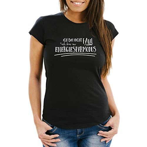 MoonWorks Kaffee-Tasse mit Spruch Ich Bin Nicht faul, ich Bin im Energiesparmodus schwarz Unisize 6 MoonWorks® Damen T-Shirt, Ich Bin Nicht faul ich Bin im Energiesparmodus, Fun-Shirt mit Spruch, tailliert Slim Fit aus weicher Baumwolle schwarz XXL