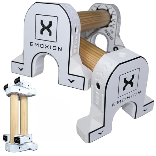Emoxion Barras Paralelas Calistenia Profesionales GRANDES, Ideales Para Calistenia En Casa, Soporte De Flexiones Y Ejercicios De Gimnasia Artística. Version Atherion. (BLANCAS)