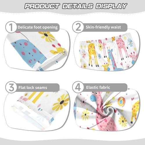 Bolaz Toddler Girls Leggings Printed Yoga Pants Leggings Yellow Blue Giraffes for Kids3
