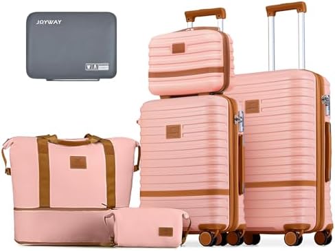 Joyway Luggage Set 3 Piece Suitcase Sets, Expandable Carry on Luggage with Spinner Wheel, Hard Shell Luggage Set with TSA Lock, Black brown, 4 piece set (13/20inch), Hardside Expandable Travel Laggage 30