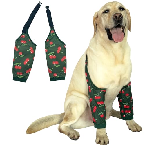 Image of Dog Knee Protector Pad for Calluses Knee Brace Front Elbow Support Wrap, Pet Sleeves for Wounds Dog Elbow Callus Treatment for Medium Large Dogs with Scarf(XLCherry )