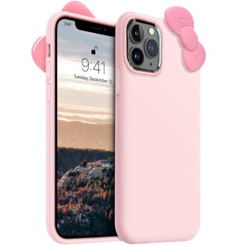 Compatible with iPhone 15 Pro Max Case, Cute 3D Bowknot Case, Soft Silicone Shockproof Protective Phone Cover for Women Girls & Girls Kids (Pink, for iPhone 15 Pro Max)