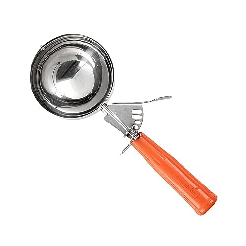 Image of Restaurantware Bundle: 3 Ice Cream Scoops Trigger Release Stainless Steel Dishers 2 /4 / 8 Ounce Cookie Scoops For Baking, Yellow, Gray and Orange, Portion Control, Cookie Dough, Cupcake Batter