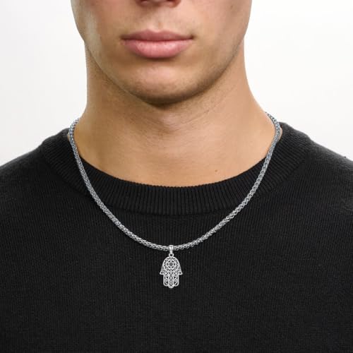 Hamsa Hand Necklace 925 Sterling Silver Hand of Fatima with Star of David Pendant Jewish Jewelry Women Men3