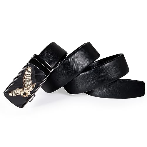 Image of Dubulle Designer Men's Belts, Ratchet Leather Sliding Buckle Dress Belt