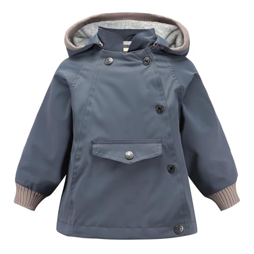 Kids Water Resistant Jacket Girls Fleece Lined Raincoat Windbreaker Boys Hooded Jacket