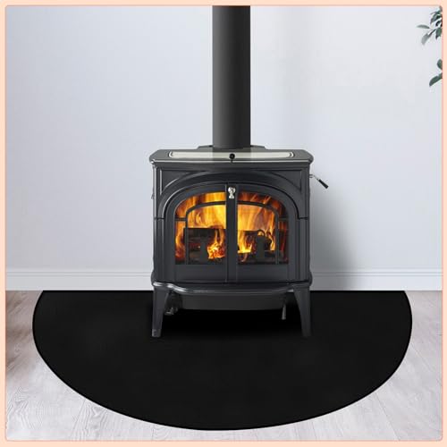 Fireplace Floor Mat, Hearth Fireproof Rug for Fireplaces and Woodstoves, High Temperature Fire Resistant Rug for Wood Stoves, Semicircle Shaped, Size 36" x24", Black Color - Image 7