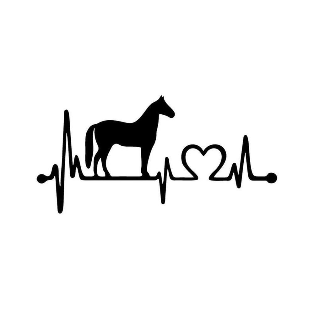 Horse Heartbeat Vinyl Decal Car Sticker Waterproof Auto Decors On Body Bumper Rear Window Laptop(Black,22x10cm)