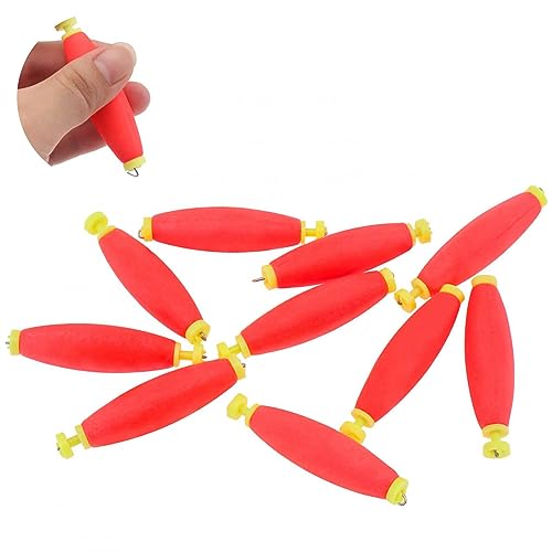OriGlam 10pcs Fishing Bobbers Floats Foam Snap on Float, Fishing Foam Spring Float Bobber