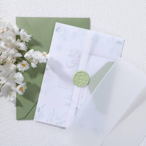 Sobres de boda de vitela esmerilada premium UNIQOOO papel translúcido preplegado de 115 g/m² 6
