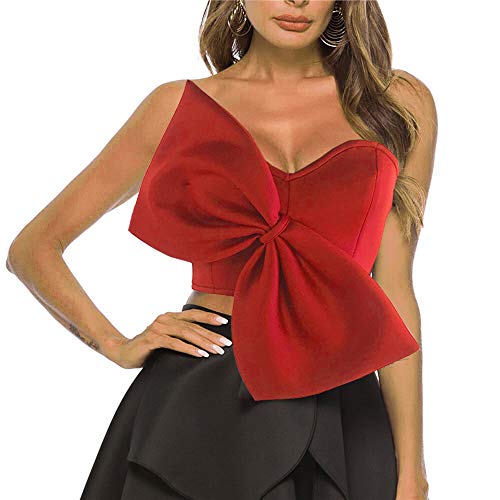 AOMEI Women's Bow Tie Tube Tops Bra Strapless Backless Crop Tank Top