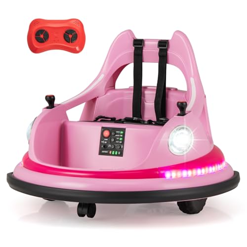 COSTWAY 12V Auto Tamponneuse Enfant avec Télécommande 2,4G, Rotation à 360°, Voiture Tamponneuse Électrique Enfant avec 5 Effets Lumineux & Musique,...