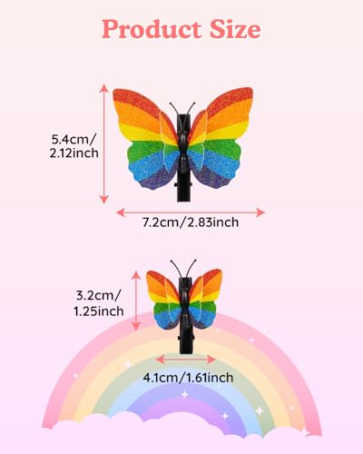 16PCS Pinzas para el cabello mariposa con purpurina arcoíris Pride – 8 grandes y 8 pequeñas con alas plegables para desfile Pride, accesorios de cabello arcoíris para celebración del Día LGBTQ miniatura 3