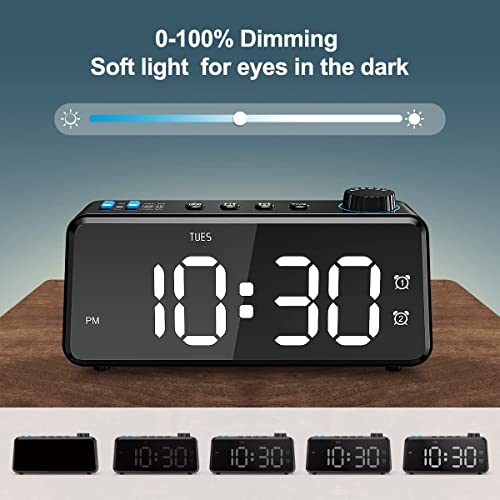 ANJANK Clock Radios with USB Dimmer FM