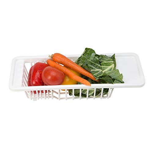 Kitchen Details Sink Dish Rack | Dimensions: 17.9"x 6.3"x 3.9" | Kitchen Accessories | Holds Dinnerware | Drinkware | Utensils to Drain | Frees up Counter Space | White