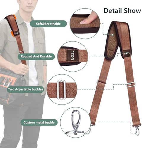 Image of 67 Inch Shoulder Straps, Soft with Ultra-Thick Fixed Shoulder Pad, Two Way Independently Adjustable Buckle Replacement Straps for Laptop Bag Messenger Bag Tool Bag Luggage,Brown