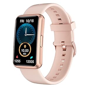 HUAKUA Fitness Tracker No Bluetooth No APP No Phone Needed, Fitness Watch for Men Women Parents Kids IP68 Waterproof with Full Touch Screen Steps Calories Counter Sleep Tracker Alarm Clocks (Pink)