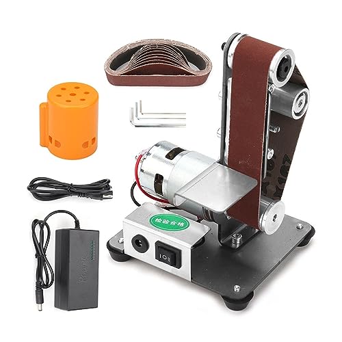 YYLHJW Mini lijadora de Banda eléctrica, pulidora DIY, Amoladora Multifuncional, cortadora, afilador de Bordes con 10 Uds. De Correas de Lijado (Set1)